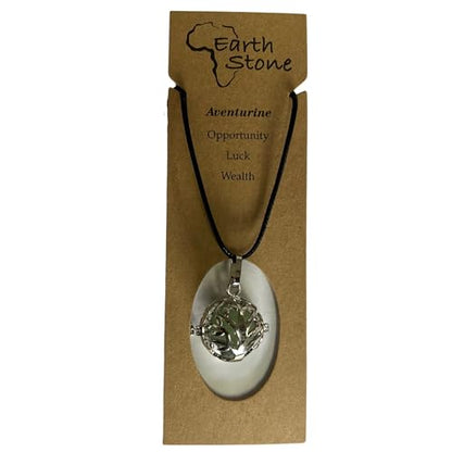 Earth Stone Collection - Crystal Locket Stone Necklace (Aventurine)