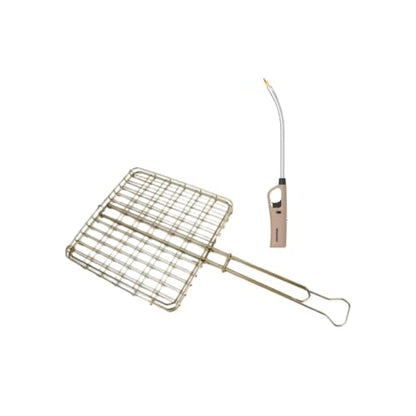 Small Box Braai Grid And Flexible Extra Length Braai Lighter (Brown)