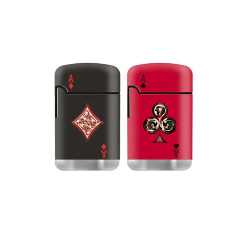 ZL 3 Mega Jet Flame Lighter Aces Black&Red- Heart&Spade - 2Pack