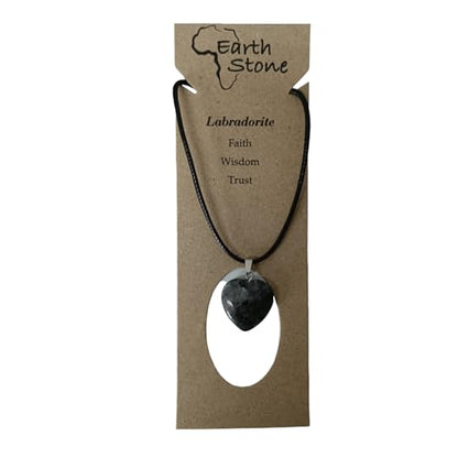 Earth Stone Collection - Heart Crystal Stone Necklace (Labradorite)
