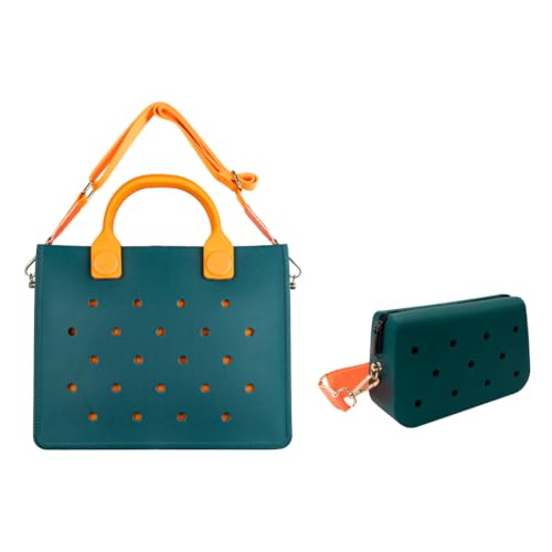Nana EVA Croc Shoulder Bag & Coco EVA Croc Crossbody Bag Combo Set (Green)