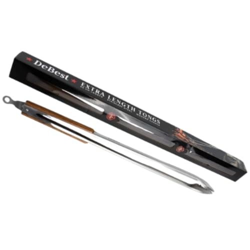 DeBest Extra Length Braai Tongs – 80cm – 2 Pack | Heavy-Duty Stainless Steel BBQ Tongs with Wooden Handles | Heat-Resistant & Durable Design for Braai, Grill, and Outdoor Cooking