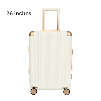 Classic Aluminum Frame Travel Suitcase - 20" + 26" - White