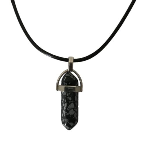 Earth Stone Collection - Bullet Crystal Stone Necklace (Snowflake Obsidian)