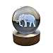 Small Crystal Ball Lamp with 3D Engraving and Luminous Base – Elephant