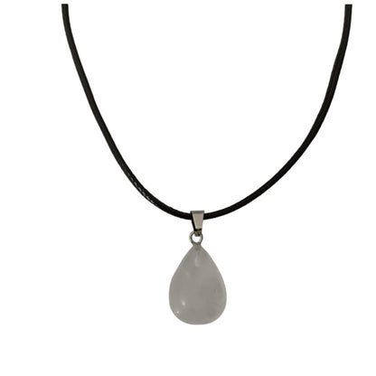 Earth Stone Collection - Teardrop Crystal Stone Necklace (Quartz)