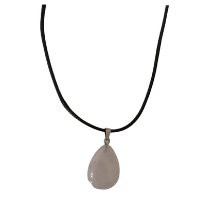 Earth Stone Collection - Teardrop Crystal Stone Necklace (Rose Quartz)