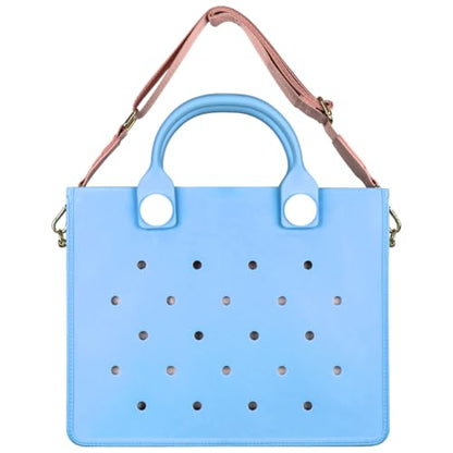 Nana EVA Croc Bag with Shoulder Strap – Lightweight Waterproof Tote Handbag (Blue)