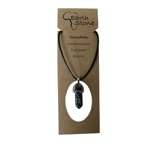 Earth Stone Collection - Bullet Crystal Stone Necklace (Snowflake Obsidian)