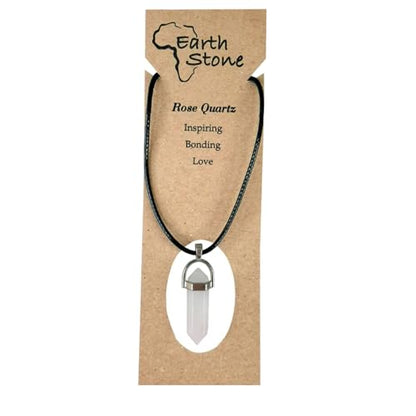Earth Stone Collection - Bullet Crystal Stone Necklace (Rose Quartz)