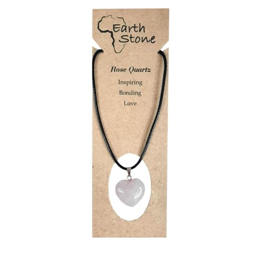 Earth Stone Collection - Heart Crystal Stone Necklace (Rose Quartz)