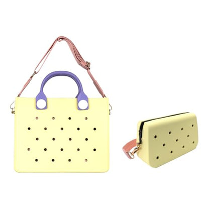 Nana EVA Croc Shoulder Bag & Coco EVA Croc Crossbody Bag Combo Set (Pastel Yellow)