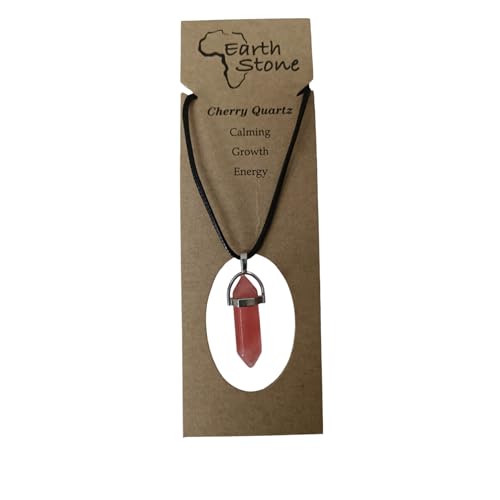 Earth Stone Collection - Bullet Crystal Stone Necklace (Cherry Quartz)
