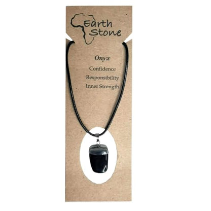 Earth Stone Collection - Polished Crystal Stone Necklace (Onyx)