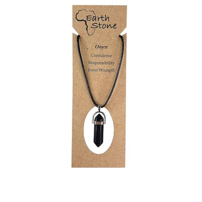 Earth Stone Collection - Bullet Crystal Stone Necklace (Onyx)