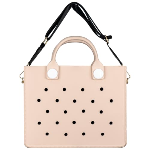 Nana EVA Croc Bag with Shoulder Strap – Lightweight Waterproof Tote Handbag (Beige)