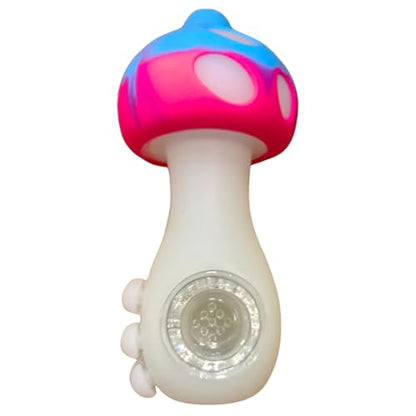 Silicone Rasta Pipe - Glow-In-The-Dark Mushroom (Pink)