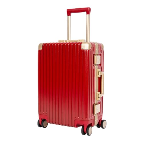 Classic Aluminum Frame Travel Suitcase - 26 inch - Wine Red