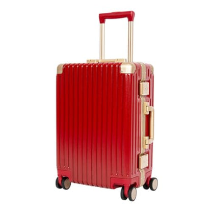 Classic Aluminum Frame Travel Suitcase - 26 inch - Wine Red