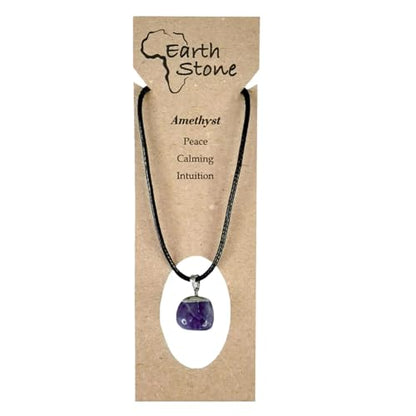 Earth Stone Collection - Polished Crystal Stone Necklace (Amethyst)