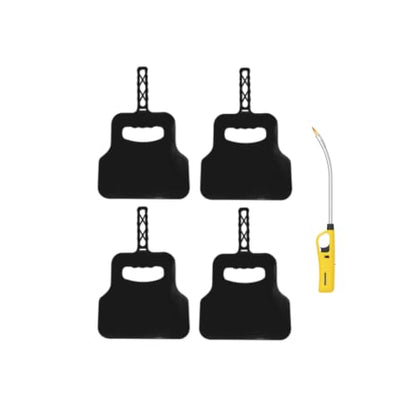 4 Pack Braai Fan Black And Flexible Extra Length Braai Lighter (Yellow)