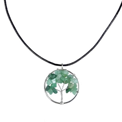Earth Stone Collection - Round Tree Of Life Stone Necklace (Opal)