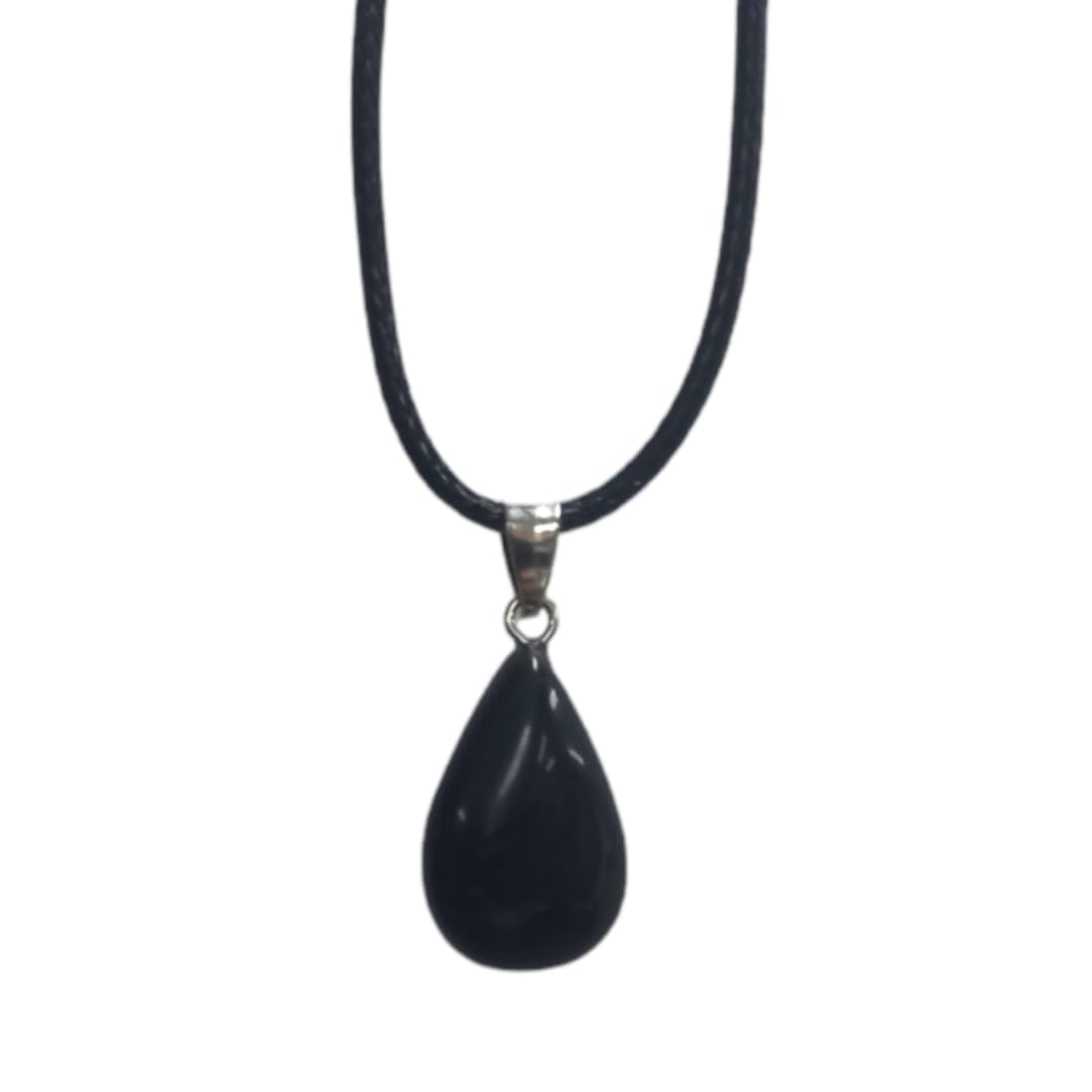 Earth Stone Collection - Teardrop Crystal Stone Necklace (Onyx)