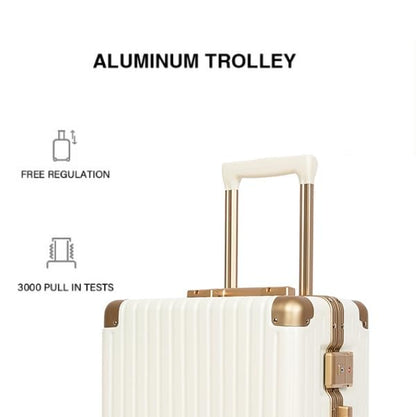Classic Aluminum Frame Travel Suitcase - 26 inch - White