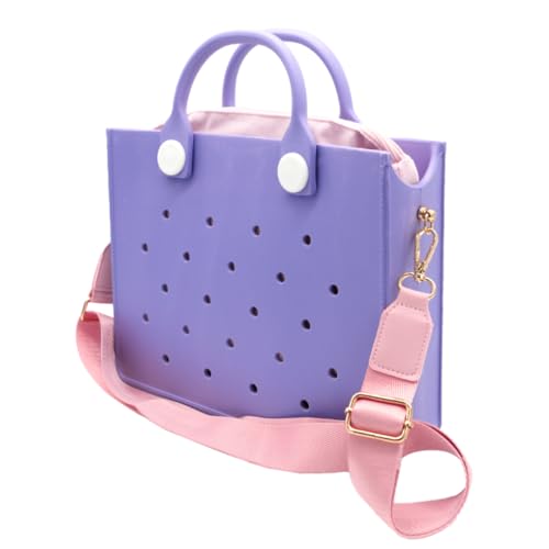Nana EVA Croc Bag with Shoulder Strap – Lightweight Waterproof Tote Handbag (Pastel Purple)