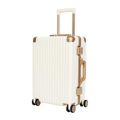 Classic Aluminum Frame Travel Suitcase - 26 inch - White
