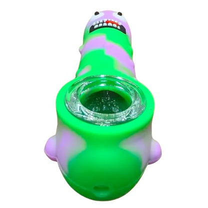 Silicone Rasta Pipe – Pickle Rick (Pink And Green)