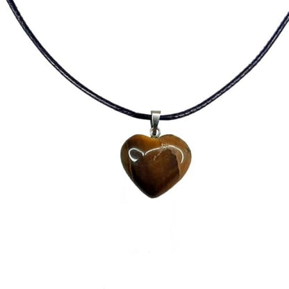 Earth Stone Collection - Heart Crystal Stone Necklace (Tigers Eye)