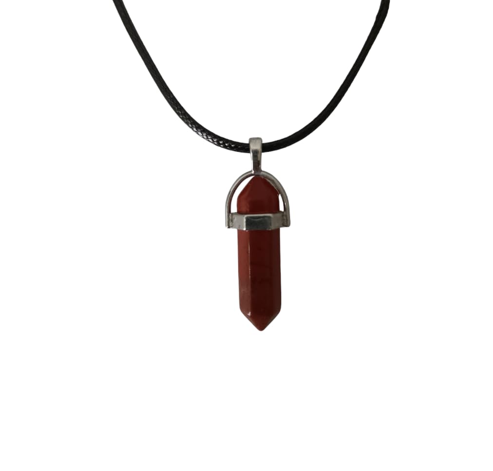 Earth Stone Collection - Bullet Crystal Stone Necklace (Red Jasper)