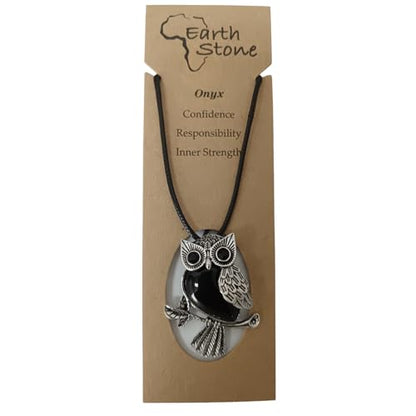 Earth Stone Collection - Owl Crystal Stone Necklace (Onyx)