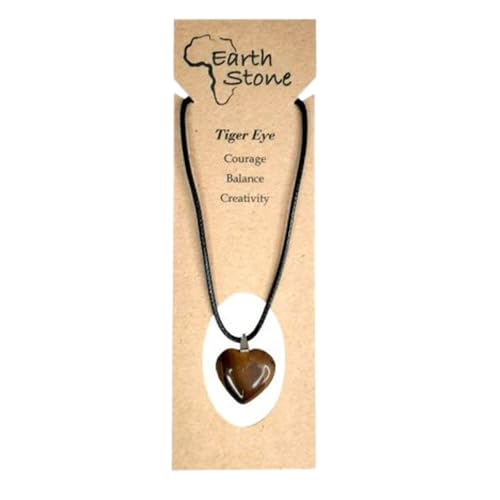Earth Stone Collection - Heart Crystal Stone Necklace (Tigers Eye)