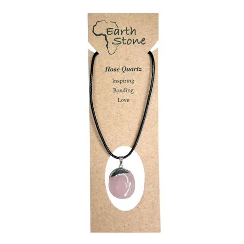 Earth Stone Collection - Polished Crystal Stone Necklace (Rose Quartz)