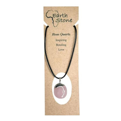 Earth Stone Collection - Polished Crystal Stone Necklace (Rose Quartz)