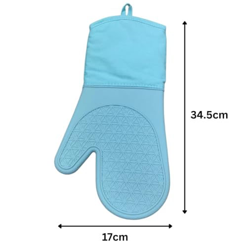 Silicone Oven Glove - Long - 34.5x17cm (Blue)