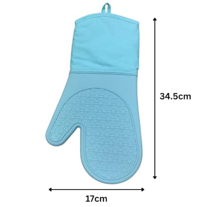 Silicone Oven Glove - Long - 34.5x17cm (Blue)