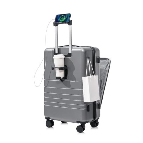 Multifunction Smart Carry-On Travel Suitcase - 20 Inch - Grey