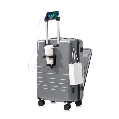 Multifunction Smart Carry-On Travel Suitcase - 20 Inch - Grey