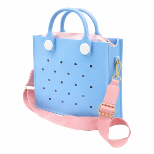 Nana EVA Croc Bag with Shoulder Strap – Lightweight Waterproof Tote Handbag (Blue)