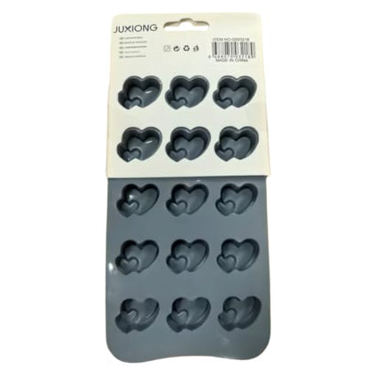 Silicone Chocolate Mold - Double Hearts - 19x10cm (Grey)