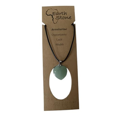 Earth Stone Collection - Heart Crystal Stone Necklace (Aventurine)