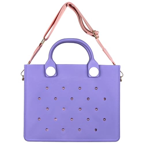 Nana EVA Croc Bag with Shoulder Strap – Lightweight Waterproof Tote Handbag (Pastel Purple)