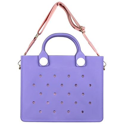 Nana EVA Croc Bag with Shoulder Strap – Lightweight Waterproof Tote Handbag (Pastel Purple)