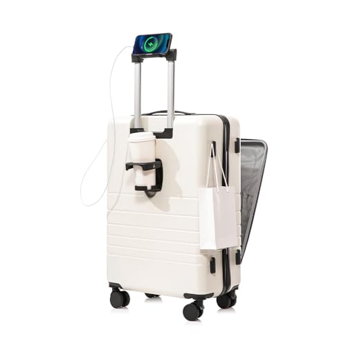 Multifunction Smart Carry-On Travel Suitcase - 20 Inch - White