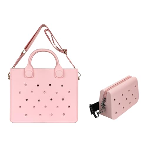 Nana EVA Croc Shoulder Bag & Coco EVA Croc Crossbody Bag Combo Set (Pink)