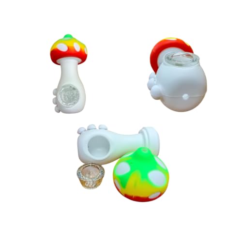 Silicone Rasta Pipe - Mushroom - 15 Pack