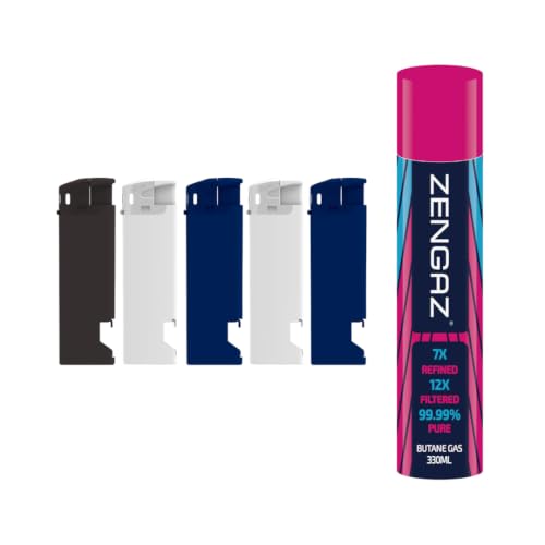 Electronic Refillable Bottle Opener Lighters - Mixed Colors Pack Of 5 With 330ml Gas